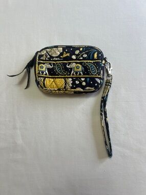 Vera Bradley Navy, Yellow & Cream Quilted Elephant Wristlet